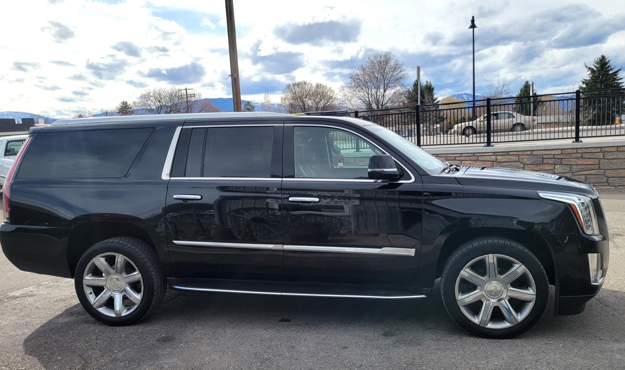 2018 Black /Black Cadillac Escalade ESV (1GYS4HKJ4JR) with an 6.2L V8 engine, 10 Speed Auto transmission, located at 450 N Russell, Missoula, MT, 59801, (406) 543-6600, 46.874496, -114.017433 - Beautiful Black Caddy SUV. 4 Wheel Drive. 6.2L V8 Engine. 10 Speed Automatic Transmission. 3rd Row Seating. Heated and Cooled Leather Seats. Navigation. Bluetooth. Backup Camera. Runningboards. Air Cruise Tilt. Power Windows and Locks. - Photo #4